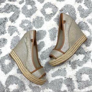 Tory Burch Majorca Peep-Toe Canvas Wedge